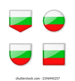 Flags of Bulgaria - glossy collection. Set of vector illustrations
