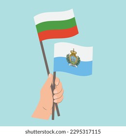 Flags of Bulgaria and San Marino, Hand Holding flags