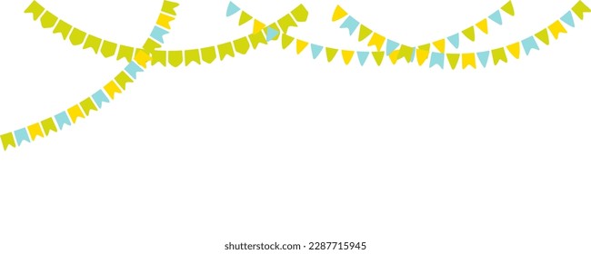 Flags, bunting, festive decorations, garland, isolated. Hand drawn vector illustration. Brazilian holiday Festa Junina celebration, festival, party, carnival birthday anniversary design element