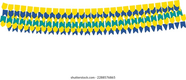 Flags, bunting, festive decorations, garland, isolated. Hand drawn vector illustration. Brazilian holiday Festa Junina celebration, festival, party, carnival birthday anniversary design element