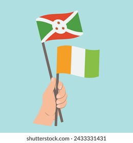 Banderas de Burundi y Costa de Marfil, banderas de mano