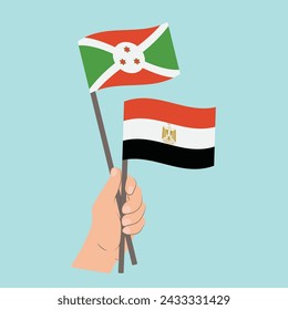Flags of Burundi and Egypt, Hand Holding flags