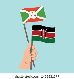 Flags of Burundi and Kenya, Hand Holding flags