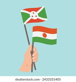 Flags of Burundi and Niger, Hand Holding flags