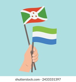 Flags of Burundi and Sierra Leone, Hand Holding flags