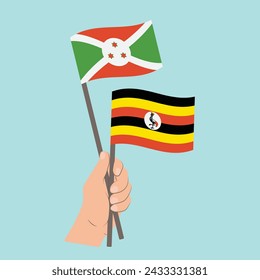 Flags of Burundi and Uganda, Hand Holding flags