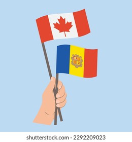 Flags of Canada and Andorra, Hand Holding flags