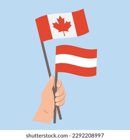 Banderas de Canadá y Austria, Banderas de mano