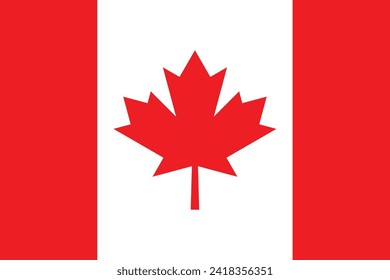 Banderas de Canadá. Diseño de elementos planos. Bandera Nacional. Fondo aislado blanco 