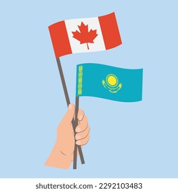 Flags of Canada and Kazakhstan, Hand Holding flags