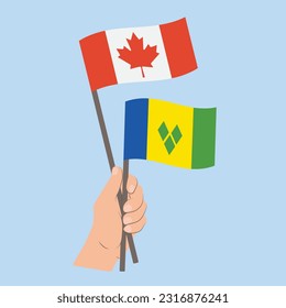 Flags of Canada and Saint Vincent and the Grenadines, Hand Holding flags