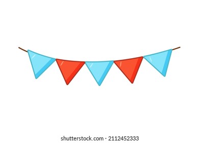 flags carnival garland, vector doodle illustration.