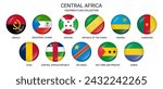 Flags of Central Africa countries. Round button badge. 