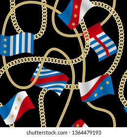 Flags and Chains Vector Fashion Seamless Pattern