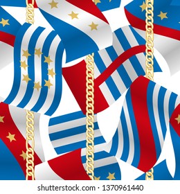 Flags and Chains Vector Fashion Seamless Pattern