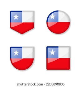 Flags of Chile - glossy collection. Set of vector illustrations