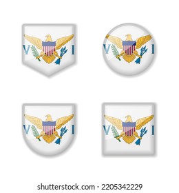 Flags of China - glossy collection. Set of vector illustrations