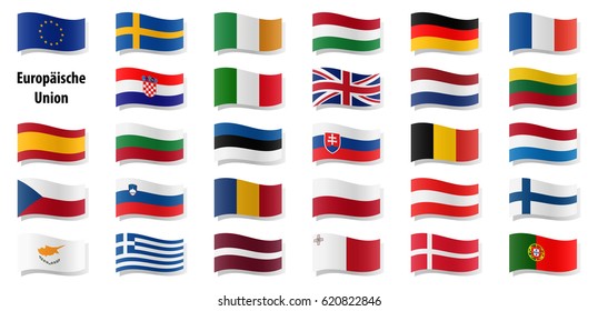 colección de banderas de todos los países de la Unión Europea