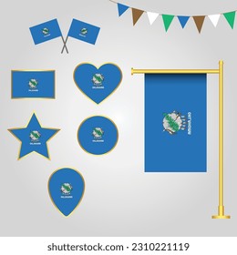 Colección de banderas del estado de oklahoma de emblemas e iconos de estados unidos en diferentes formas