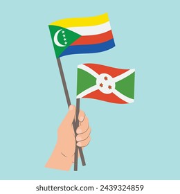 Banderas de Comoras y Burundi, Banderas de mano