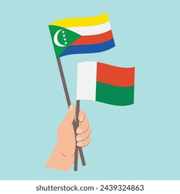 Flaggen von Komoren und Madagaskar, Handfahnen