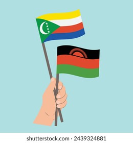 Flags of Comoros and Malawi, Hand Holding flags