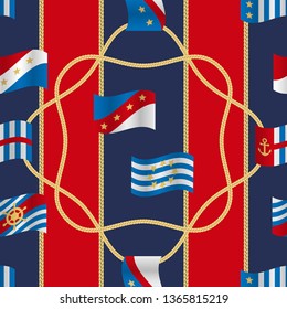 Flags and Cords Vector Fashion Seamless Pattern