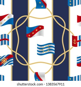 Flags and Cords Vector Fashion Seamless Pattern
