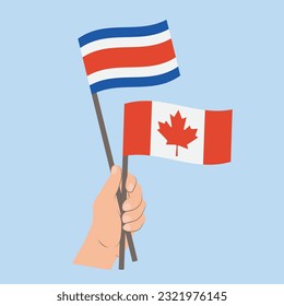Flags of Costa Rica and Canada, Hand Holding flags