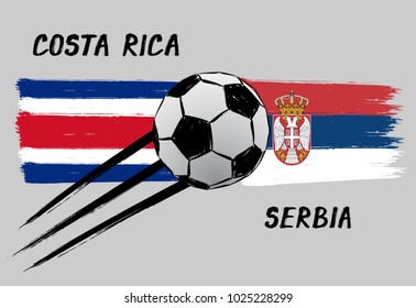 Flags of Costa Rica and Serbia - Icon for football championship - Grunge