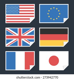 Flags of countries with curved edge