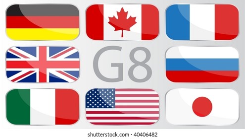 Flags of countries member of the G8