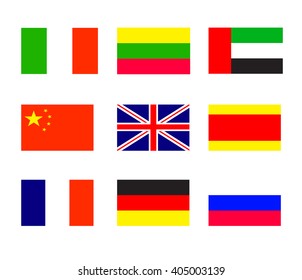 Flags of the of countries, the most widely spoken languages in the world