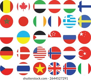 flags of countries, national flag buttons