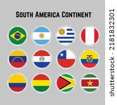 Flags of countries in South America. Suitable for icons, banners, posters and others. Argentina, Bolivia, Brazil, Chile, Colombia, Ecuador, Guyana, Paraguay, Peru, Suriname, Uruguay, Venezuela.