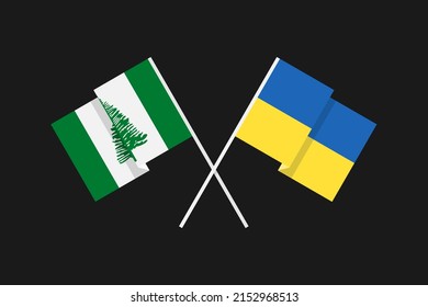 Flags of the countries of Ukraine and Norfolk Island in national colors. Help and support from friendly countries. Flat minimal graphic design.