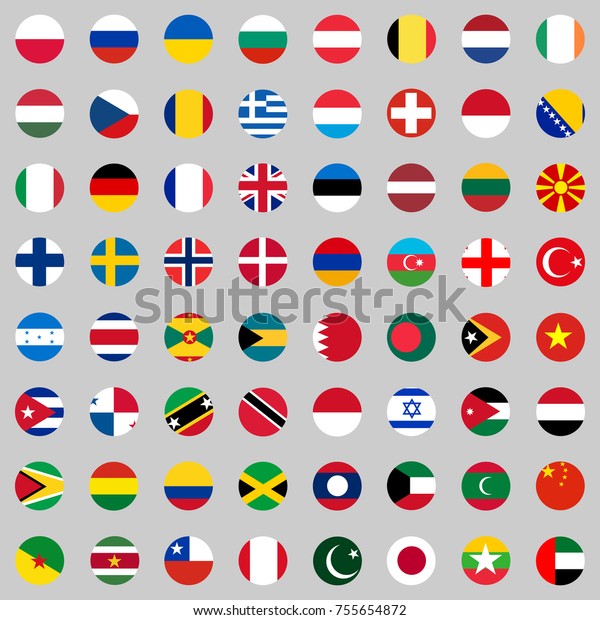 世界の国旗 さまざまな国の大きな国旗 フラットデザイン ベクターイラスト ベクター画像 のベクター画像素材 ロイヤリティフリー
