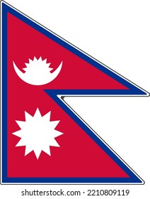 
Flags of the countries of the world. National flag of Nepal. Illustration with signs. White red blue vector illustration.