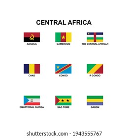 the flags of the country in the central africa icon set vector  sign symbol