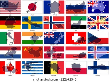 flags with country shape