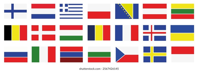 Flags. Country symbol. Sticker with flags of the countries of the world. EPS 10.