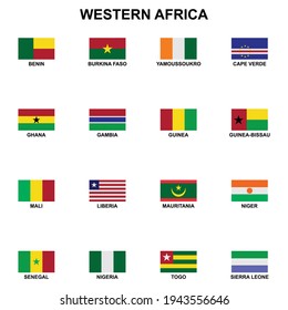 the flags of the country in the western africa icon set vector sign symbol