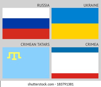 Flags of the Crimean peninsula, flat vector illustration