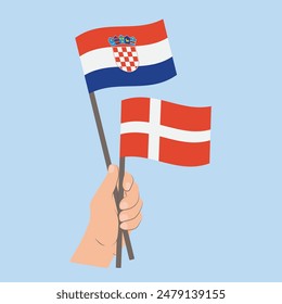 Banderas Croacia y Dinamarca, Banderas de mano