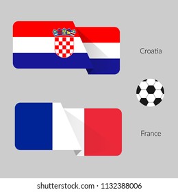 Flags of Croatia and France with football showing competition