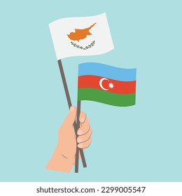 Flags of Cyprus and Azerbaijan, Hand Holding flags