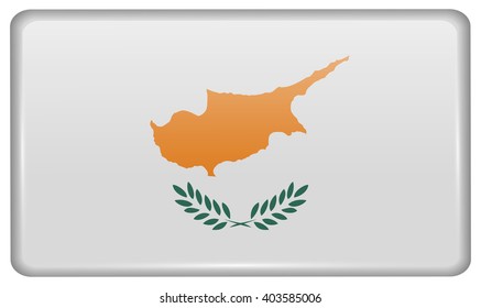 Flags of Cyprus in the form of a magnet on refrigerator with reflections light. Vector illustration