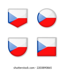 Flags of Czech Republic - glossy collection. Set of vector illustrations
