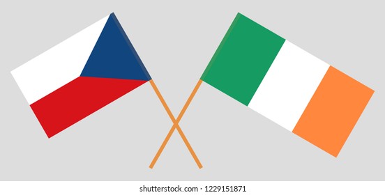 Flags of Czech republic and Ireland. Official colors. Correct proportion. Vector illustration