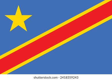 Flags of Democratic Republic of the Congo. Flat element design. National Flag. White isolated background 
